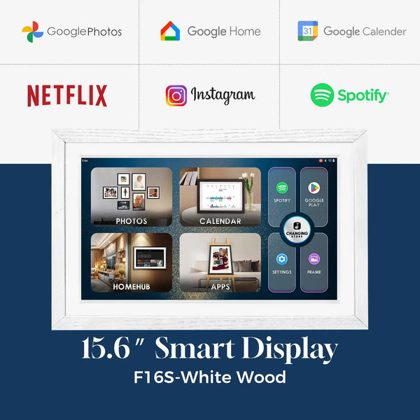 15.6" Smart Display F16S-White Wood