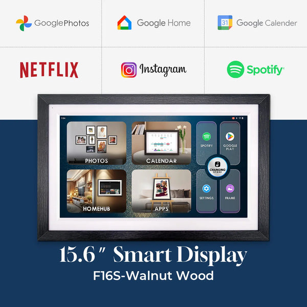 15.6"Smart Display F16S-Walnut Wood