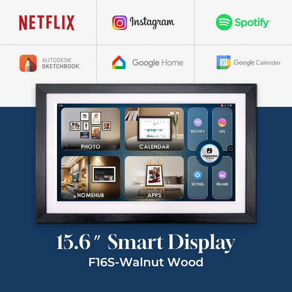 15.6"Smart Display F16S-Walnut Wood